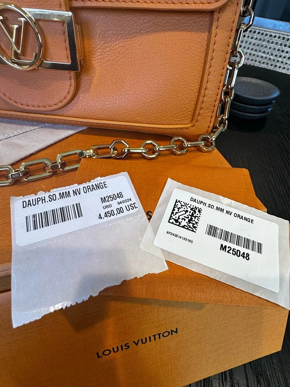 Louis Vuitton Dauphine Soft Orange Leather Bag